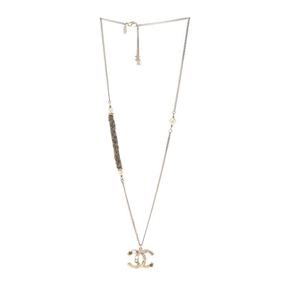 Chanel Pearl Crystal CC Bead Necklace Gold 3 of 7