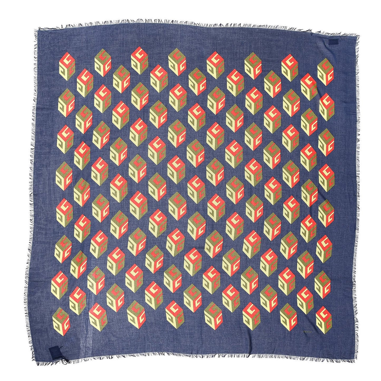 Wool Silk Jacquard GG Wallpaper Print Scarf Multi