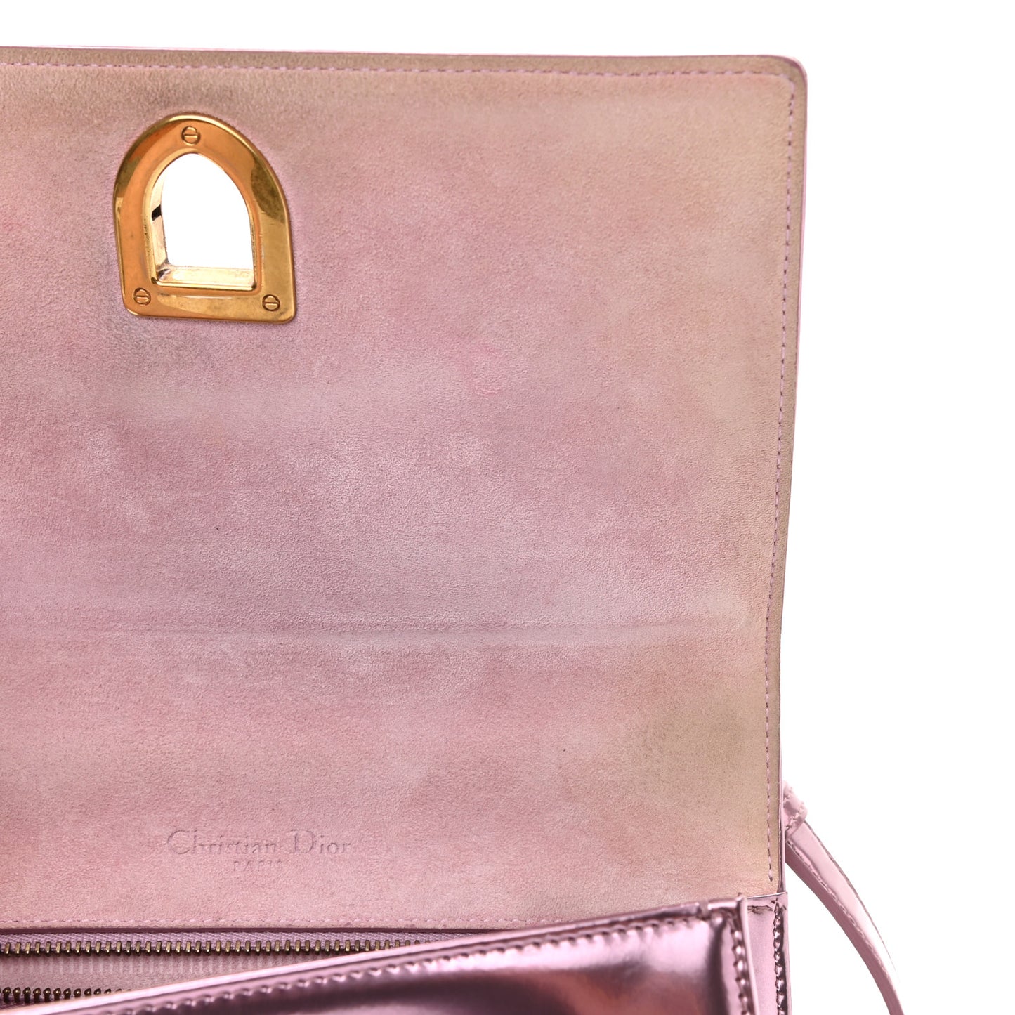 Metallic Patent Studded Small Diorama Flap Bag Pink