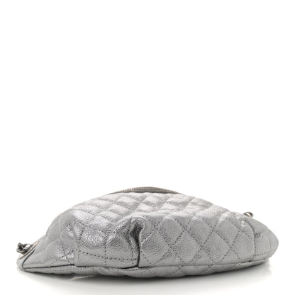 Chanel Metallic Calfskin Quilted Banane Waist Bag Fanny Pack Dark Silver 4 of 10