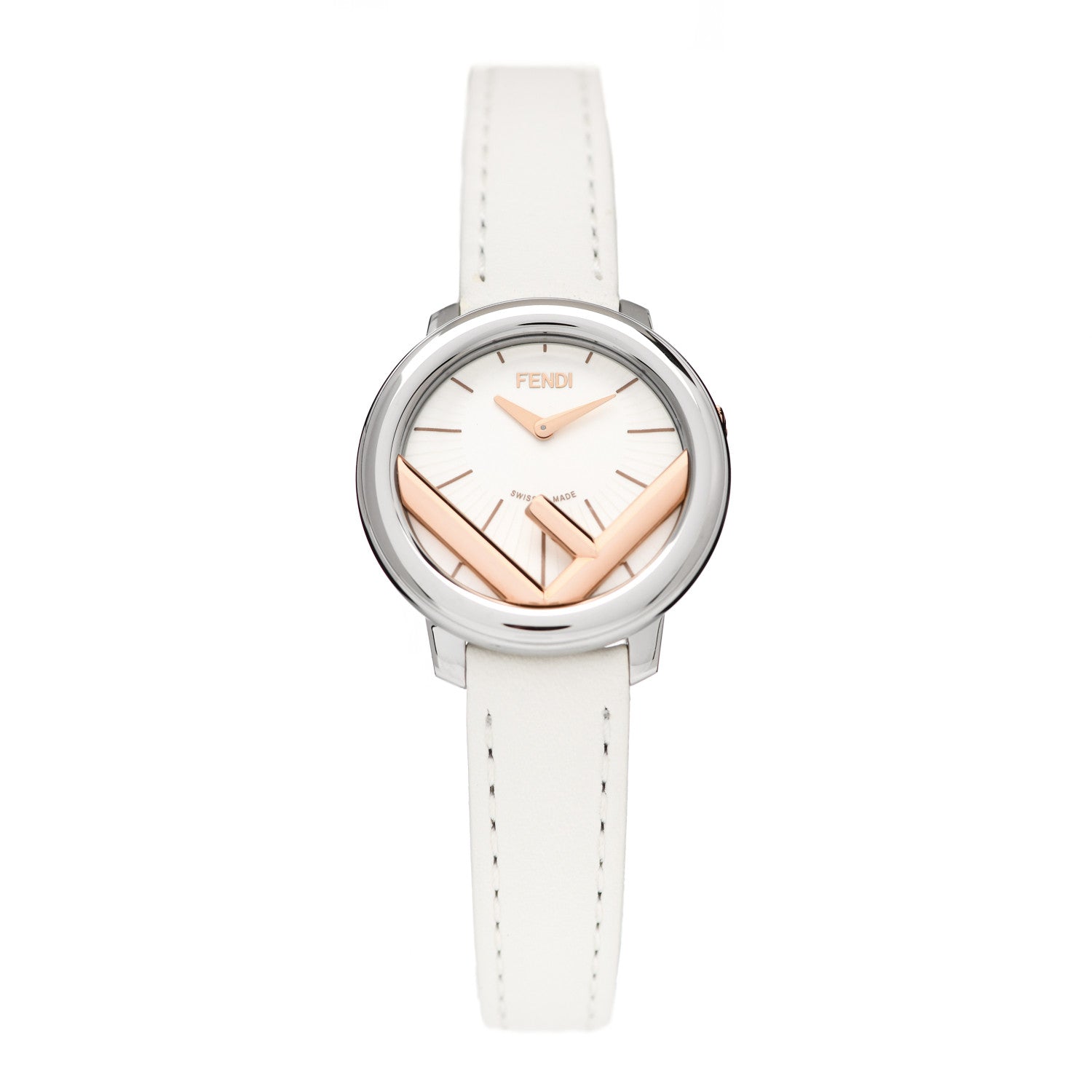 Fendi Stainless Steel Calfskin 28mm Run Away Quartz Watch White 1 of 4