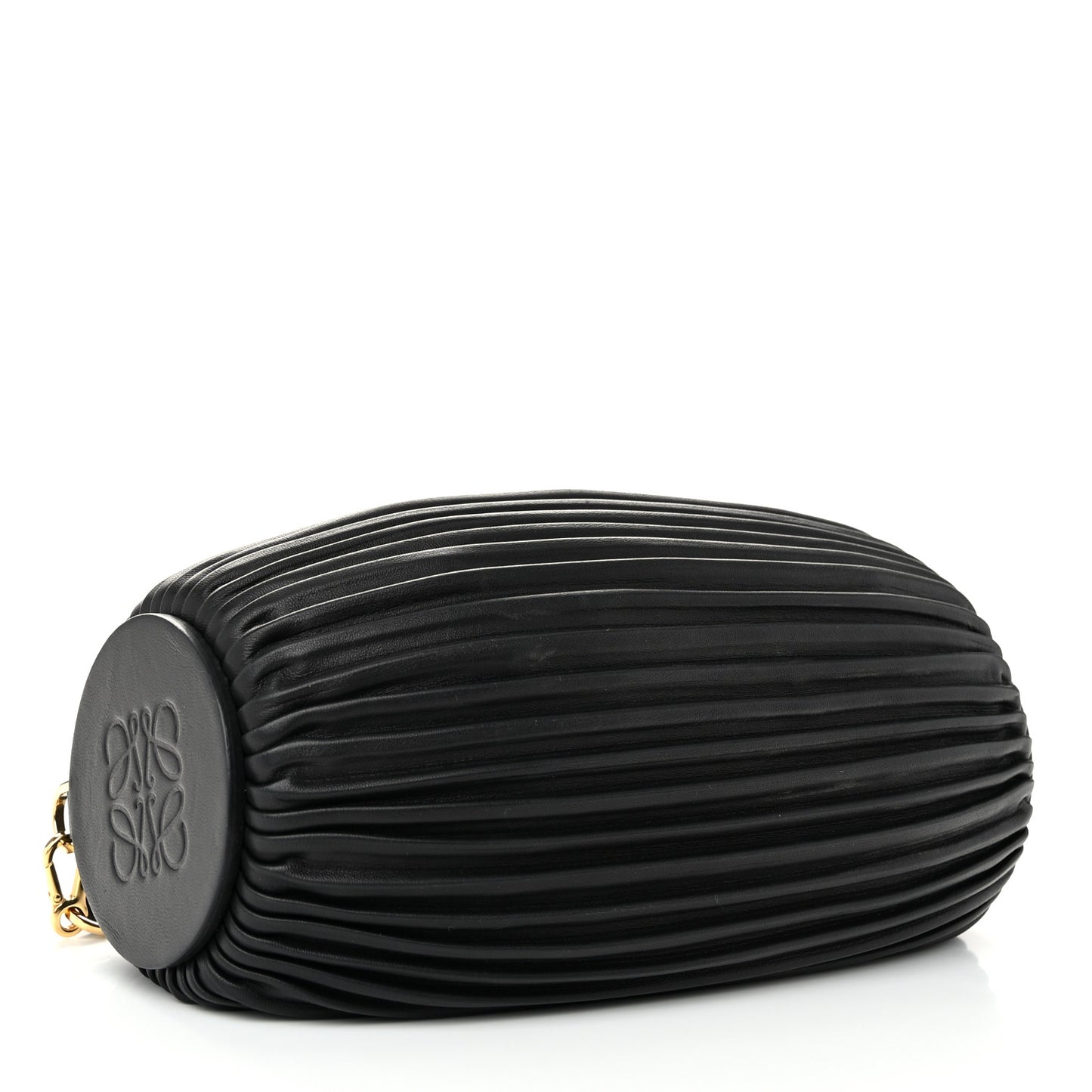 Lambskin Pleated Bracelet Pouch Shoulder Bag Black