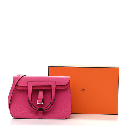 Hermes Taurillon Clemence Halzan 25 Rose Shocking 12 of 12