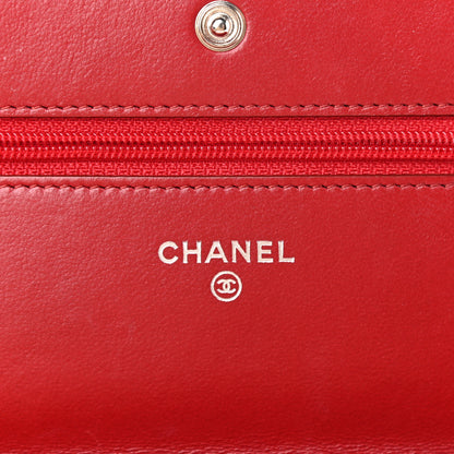 Chanel Lambskin Quilted Wallet On Chain WOC Red 6 of 10