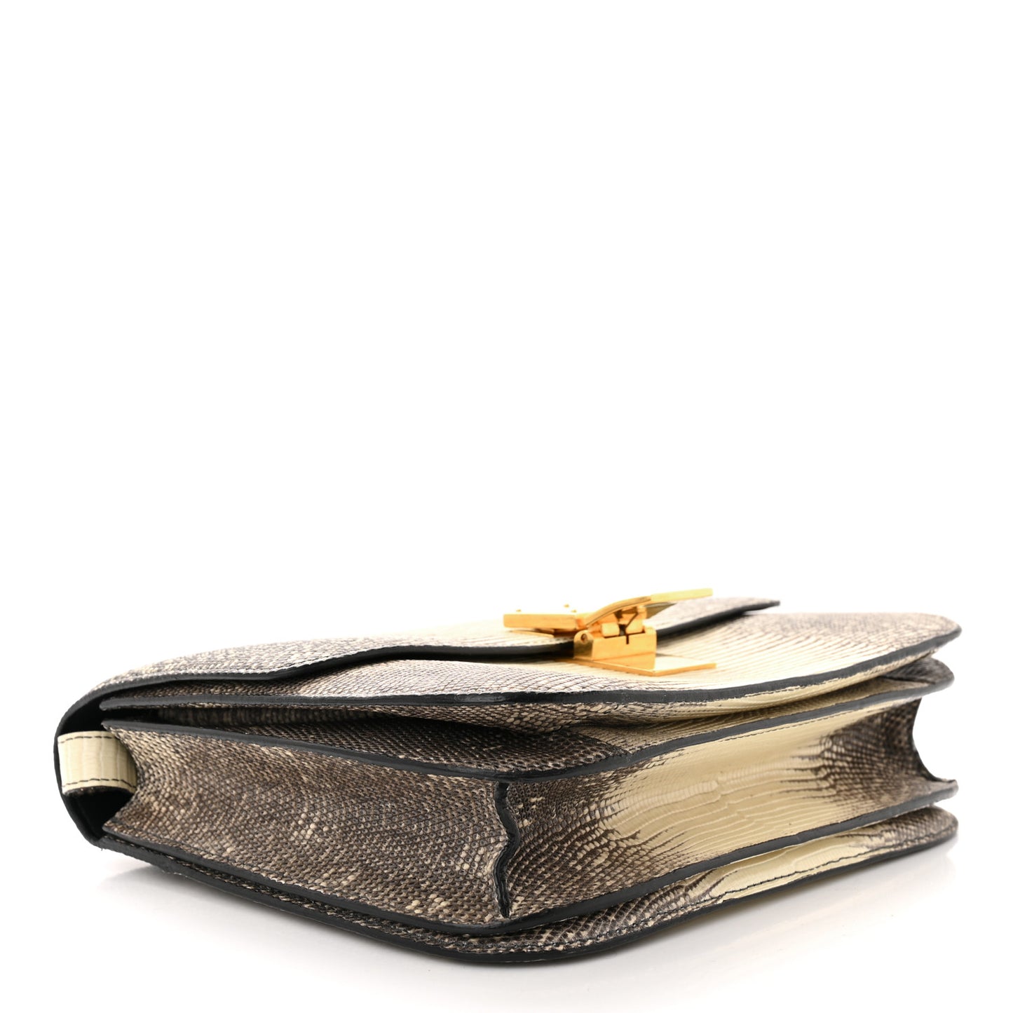Lizard Medium Classic Box Flap Bag Natural
