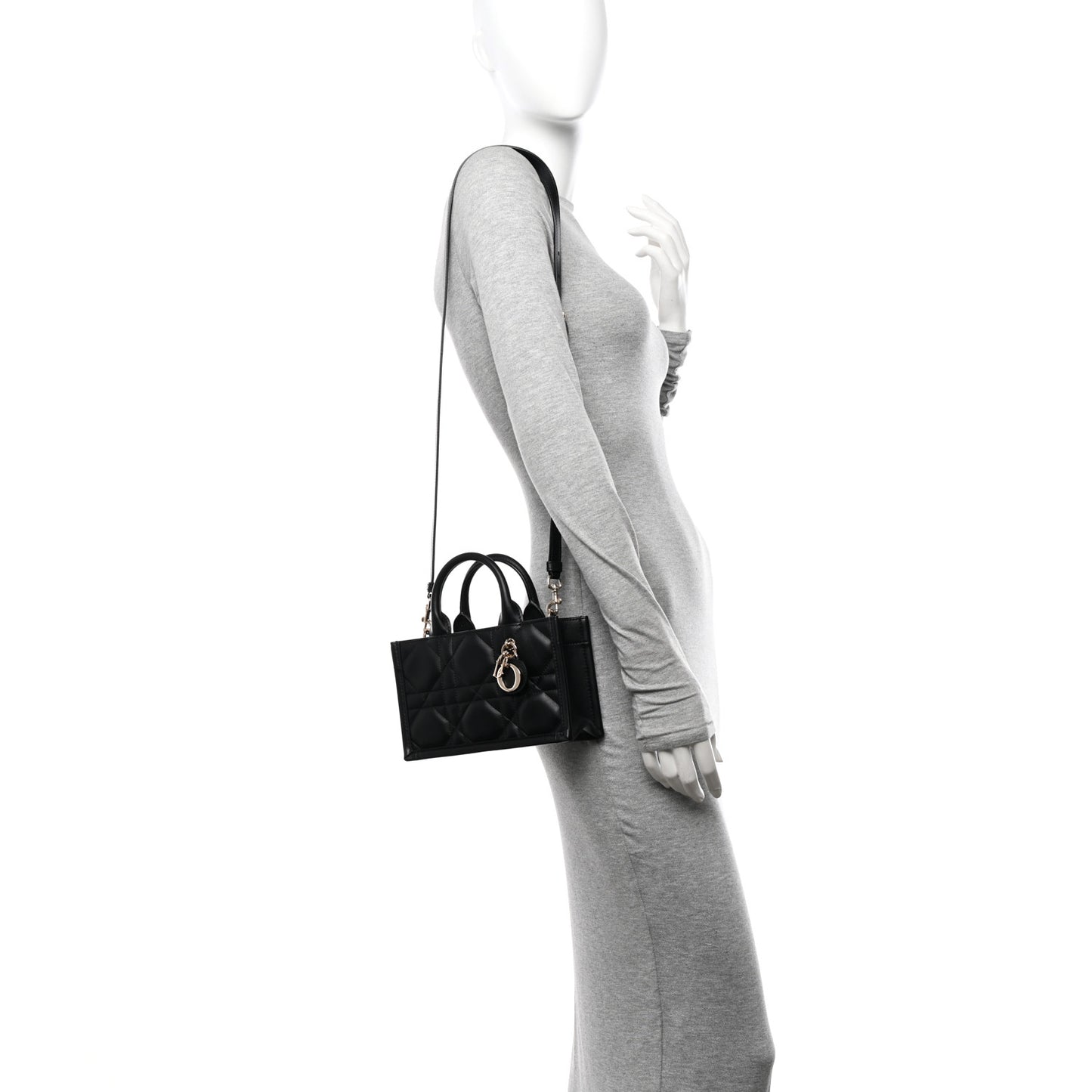 Calfskin Macrocannage Mini Book Tote Black