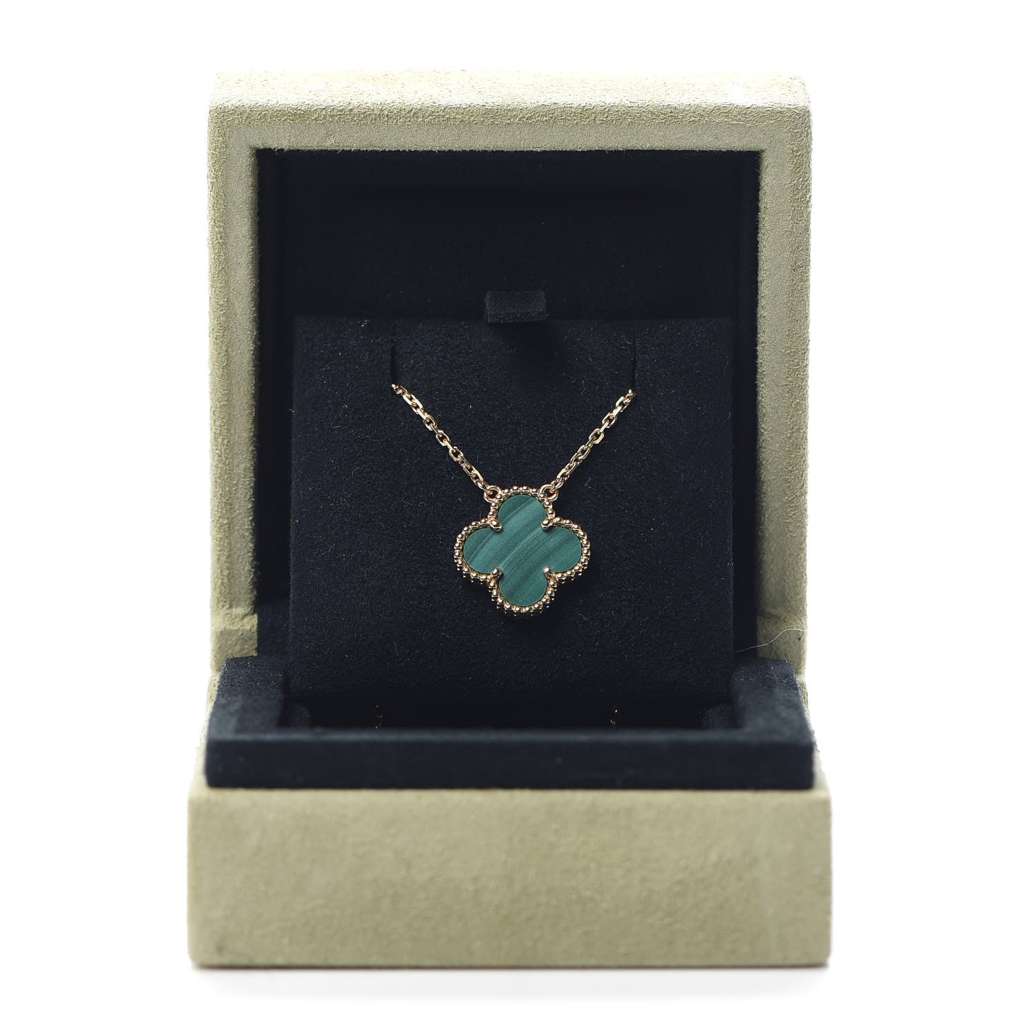 Van Cleef & Arpels 18K Yellow Gold Malachite Vintage Alhambra Pendant Necklace 7 of 7