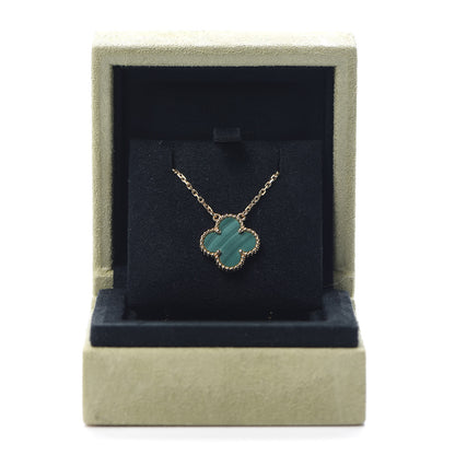 Van Cleef & Arpels 18K Yellow Gold Malachite Vintage Alhambra Pendant Necklace 7 of 7