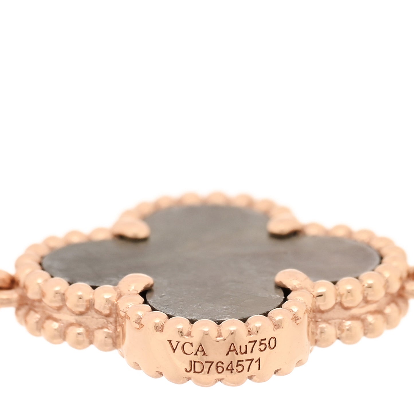 18K Rose Gold Diamond Gray Mother of Pearl 5 Motifs Vintage Alhambra Bracelet
