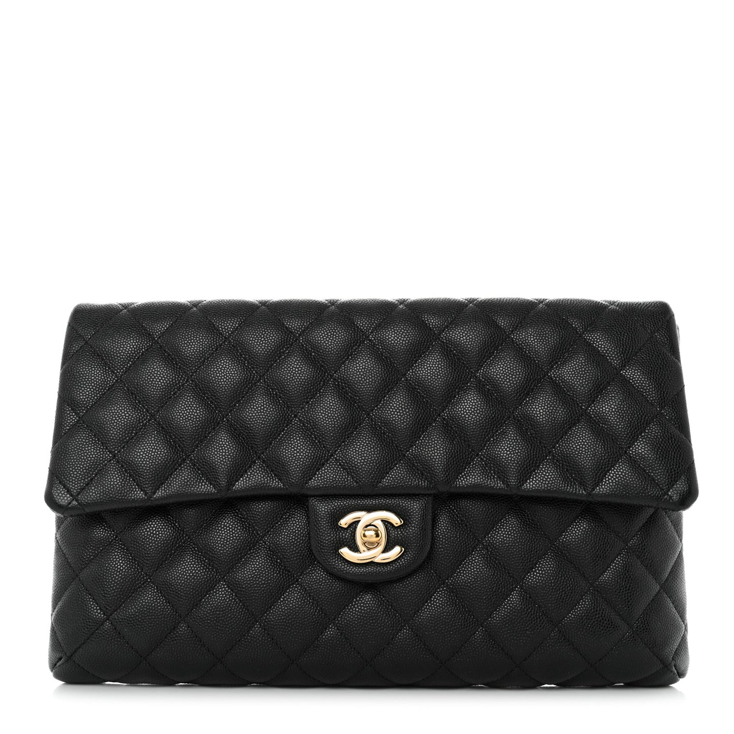 Caviar Quilted Flap Clutch Black