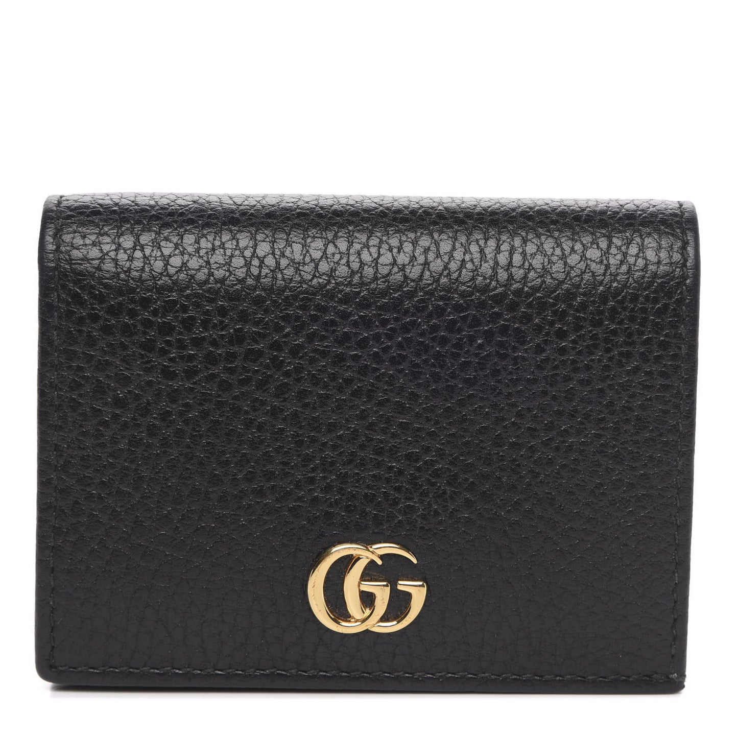 Pebbled Calfskin GG Marmont Card Case Black