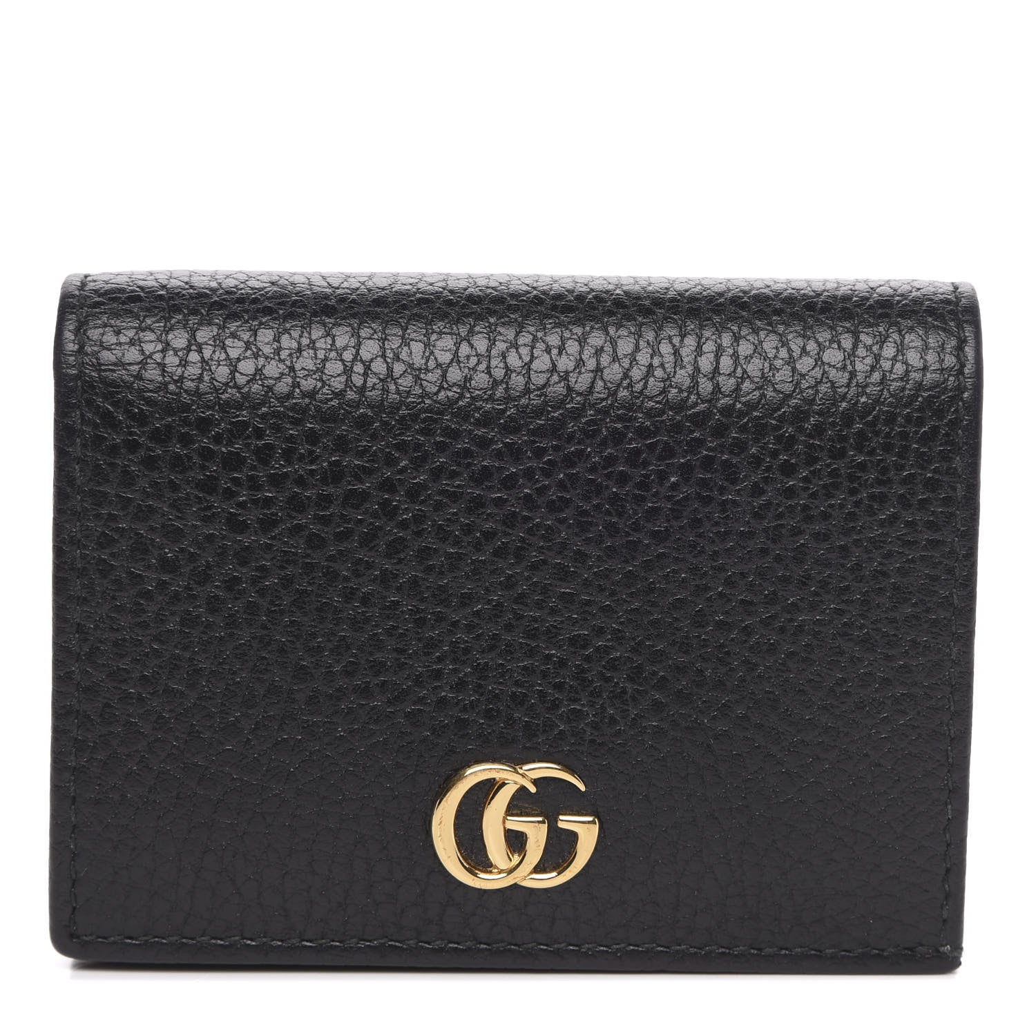 Gucci Pebbled Calfskin GG Marmont Card Case Black 1 of 7
