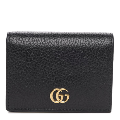 Gucci Pebbled Calfskin GG Marmont Card Case Black 1 of 7