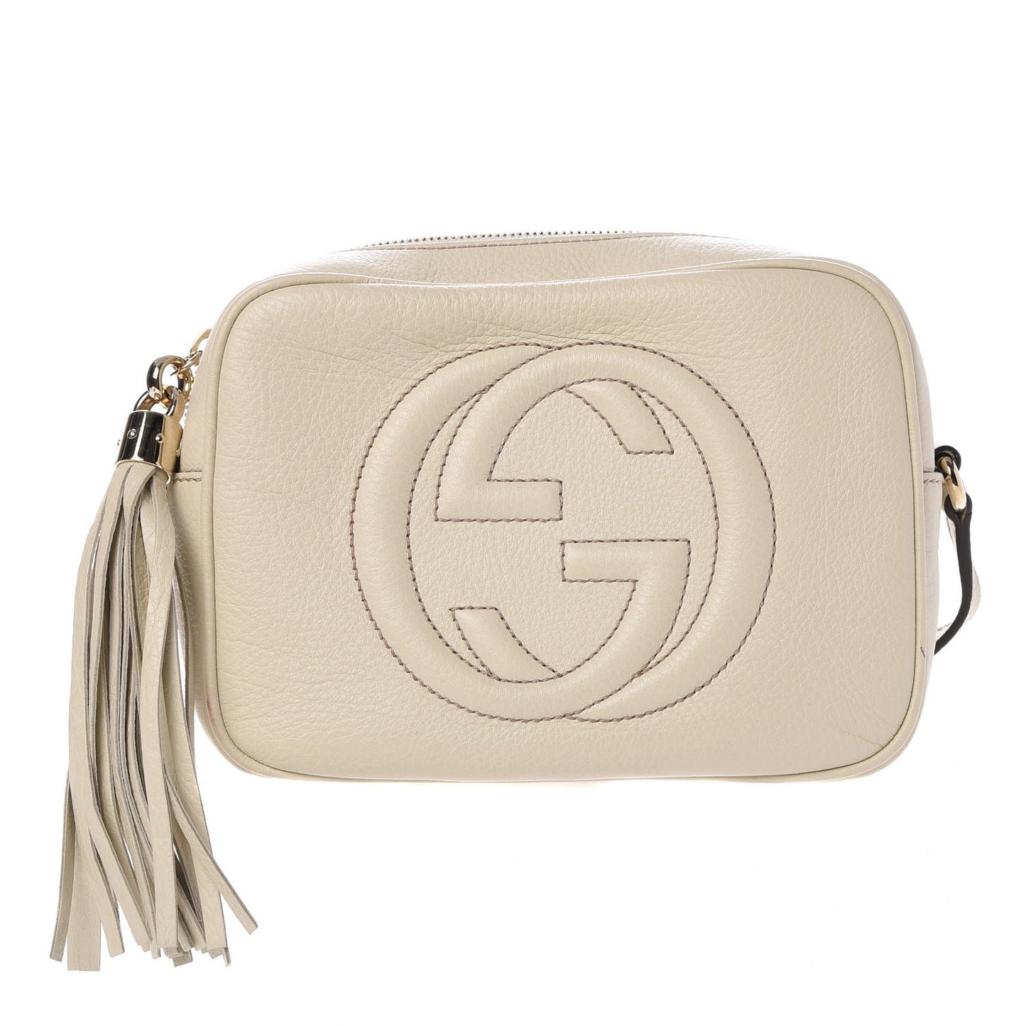 Pebbled Calfskin Small Soho Disco Bag Off White