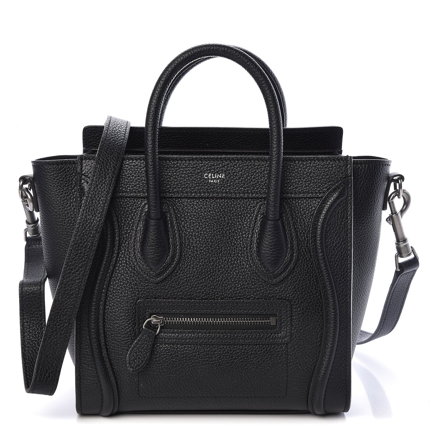 Celine Drummed Calfskin Nano Luggage Black 1 of 11