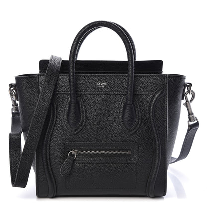 Celine Drummed Calfskin Nano Luggage Black 1 of 11