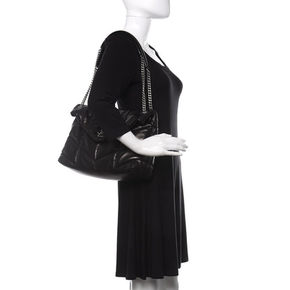 Saint Laurent Lambskin Quilted Medium Loulou Puffer Monogram Chain Satchel Black 2 of 11