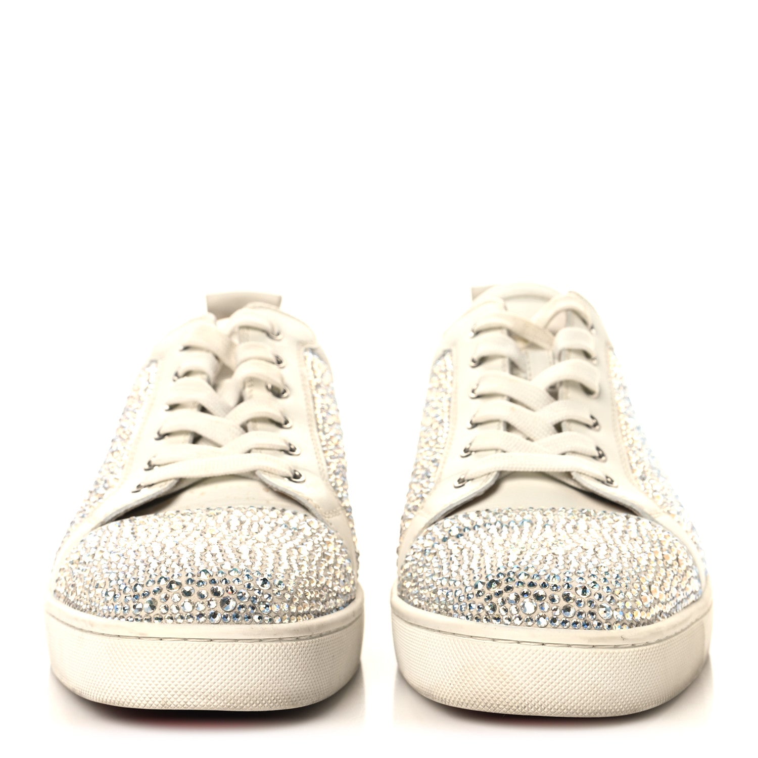 Christian Louboutin Calfskin Veau Velours Strass Mens Louis Junior Flat Sneakers 46 Latte 3 of 10