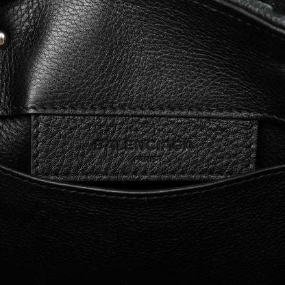 Balenciaga Shearling Silver Metallic Edge Hardware Papier Mini A4 Tote Black 7 of 9