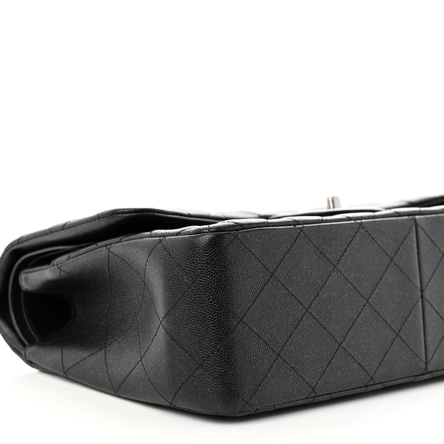 Iridescent Caviar Quilted Jumbo Double Flap Black