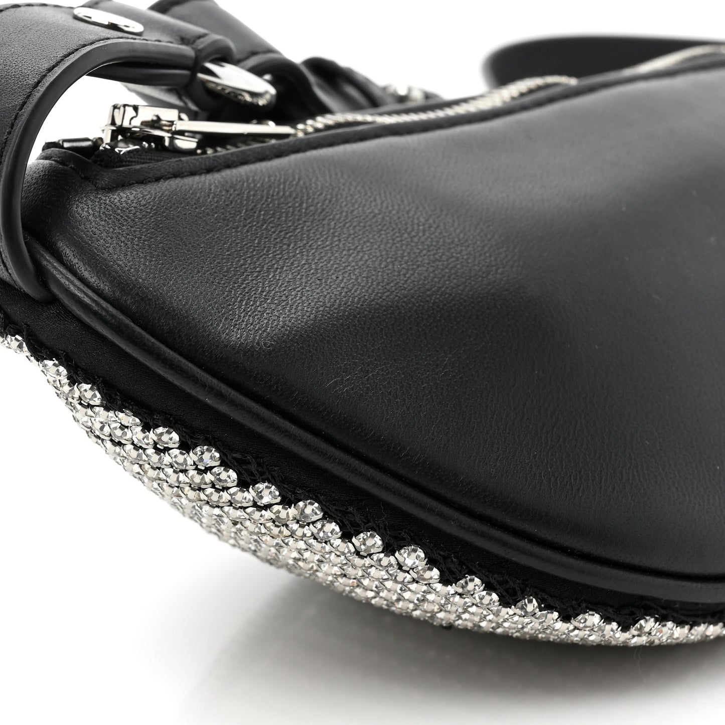 Rhinestone Mesh Mini Attica Belt Bag Black