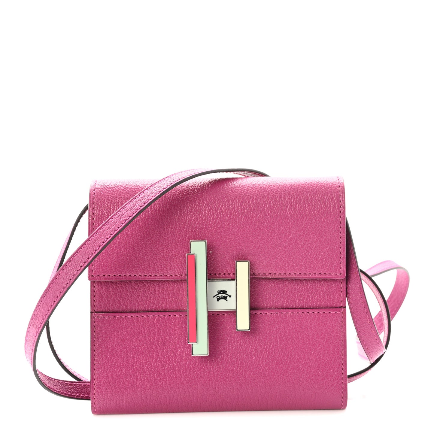 Chevre Mysore Enamel Mini Cinhetic Wallet  Rose Pourpre