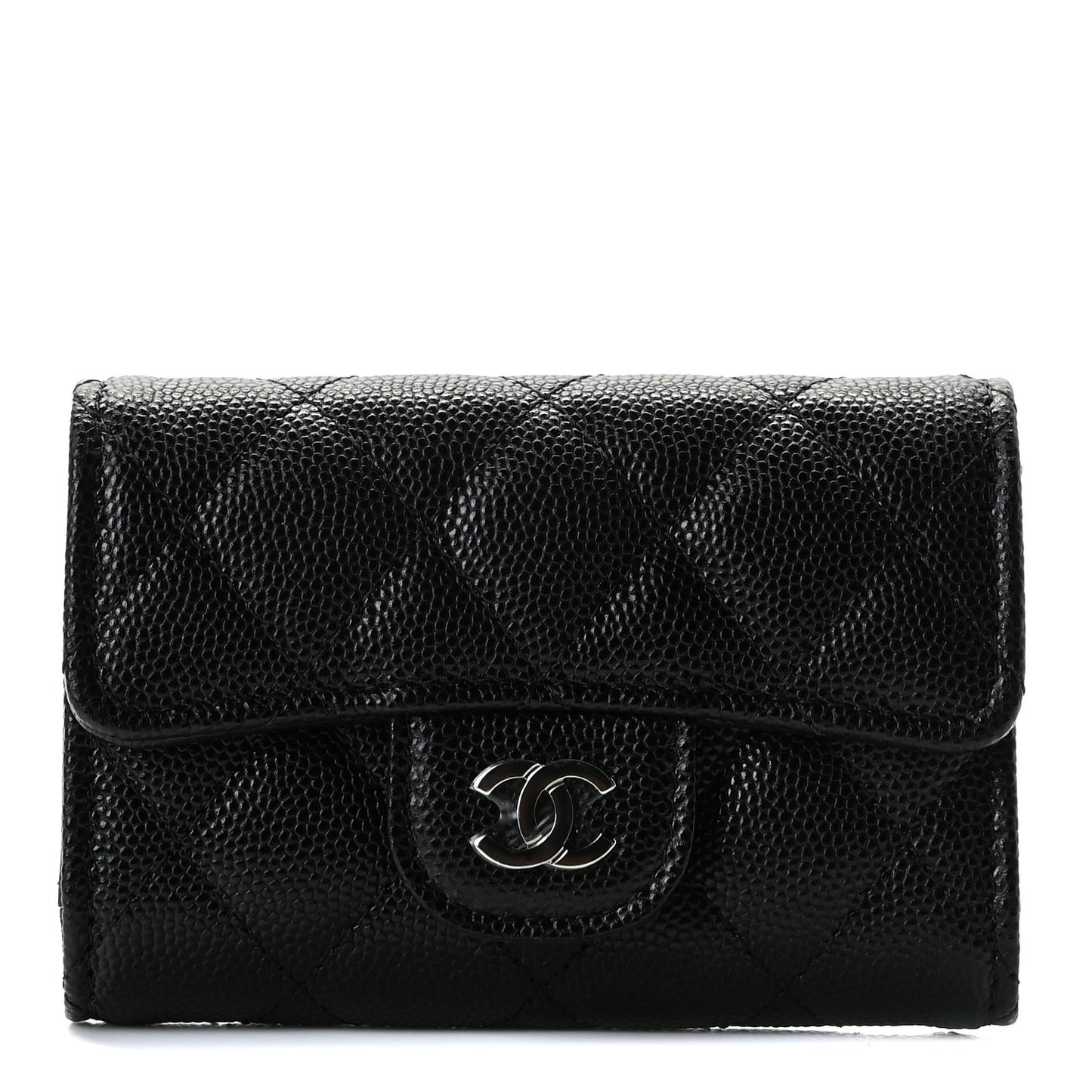 Caviar Quilted Classic 4 Key Holder Wallet Black