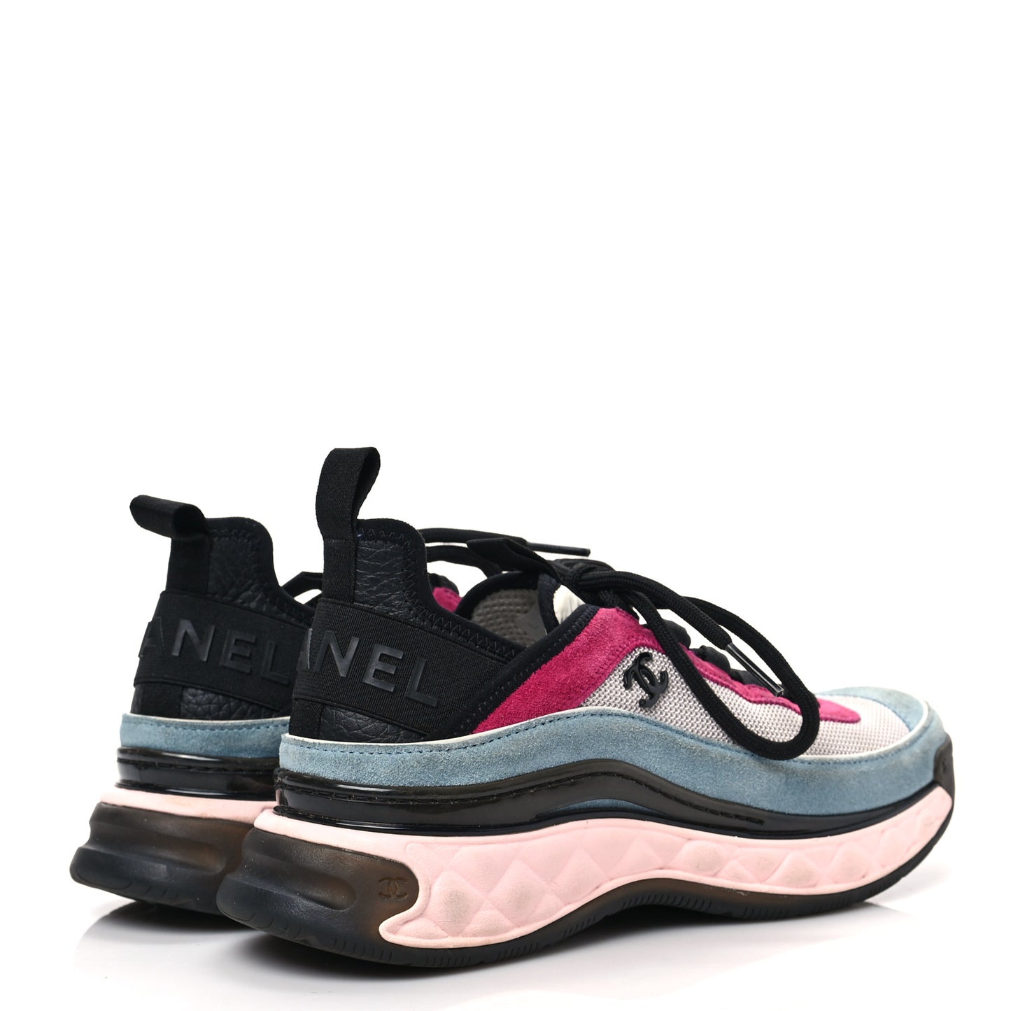 Fabric Suede CC Sneakers 37.5 Blue Beige Pink