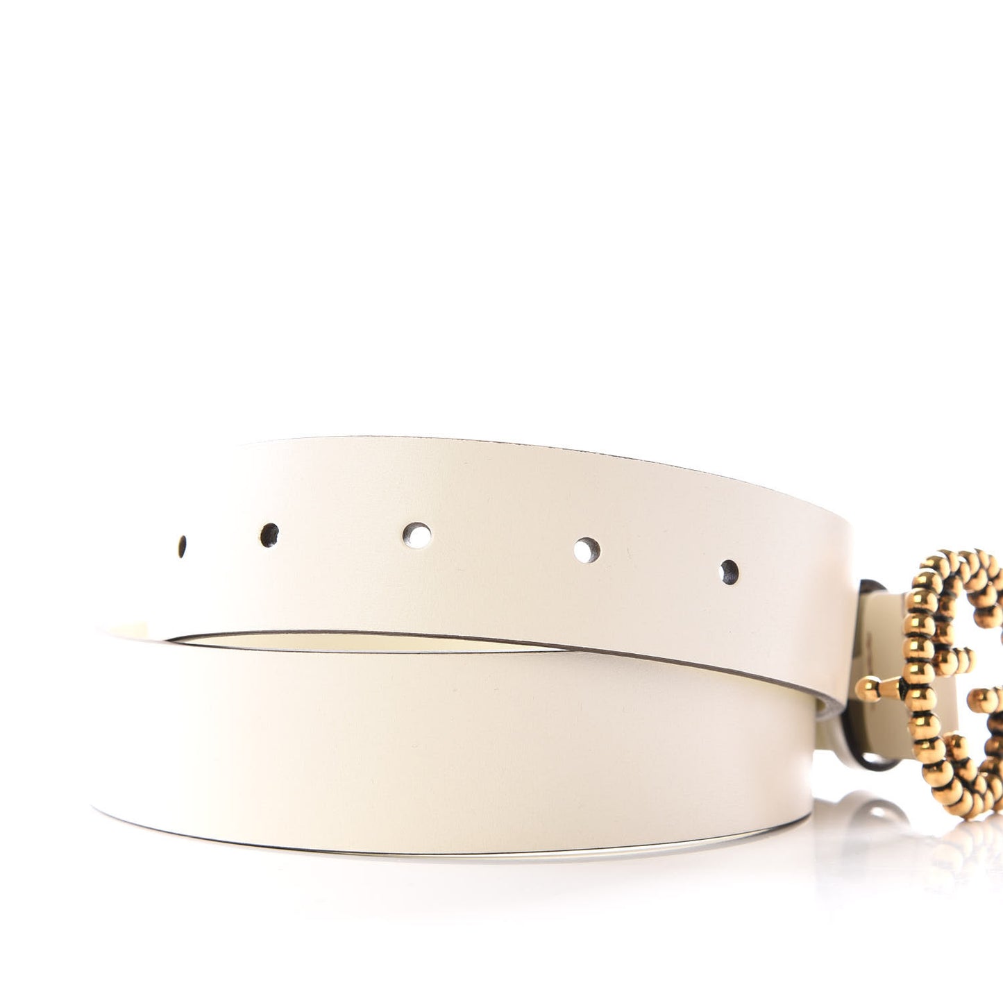 Margaux Calfskin Studded Interlocking G 30mm Belt 80 32 Mystic White