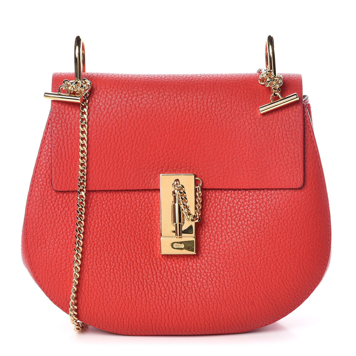 Grained Lambskin Drew Shoulder Bag Plaid Red