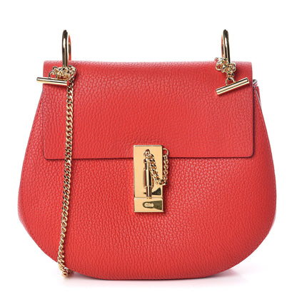 Chloe Grained Lambskin Drew Shoulder Bag Plaid Red 1 of 8