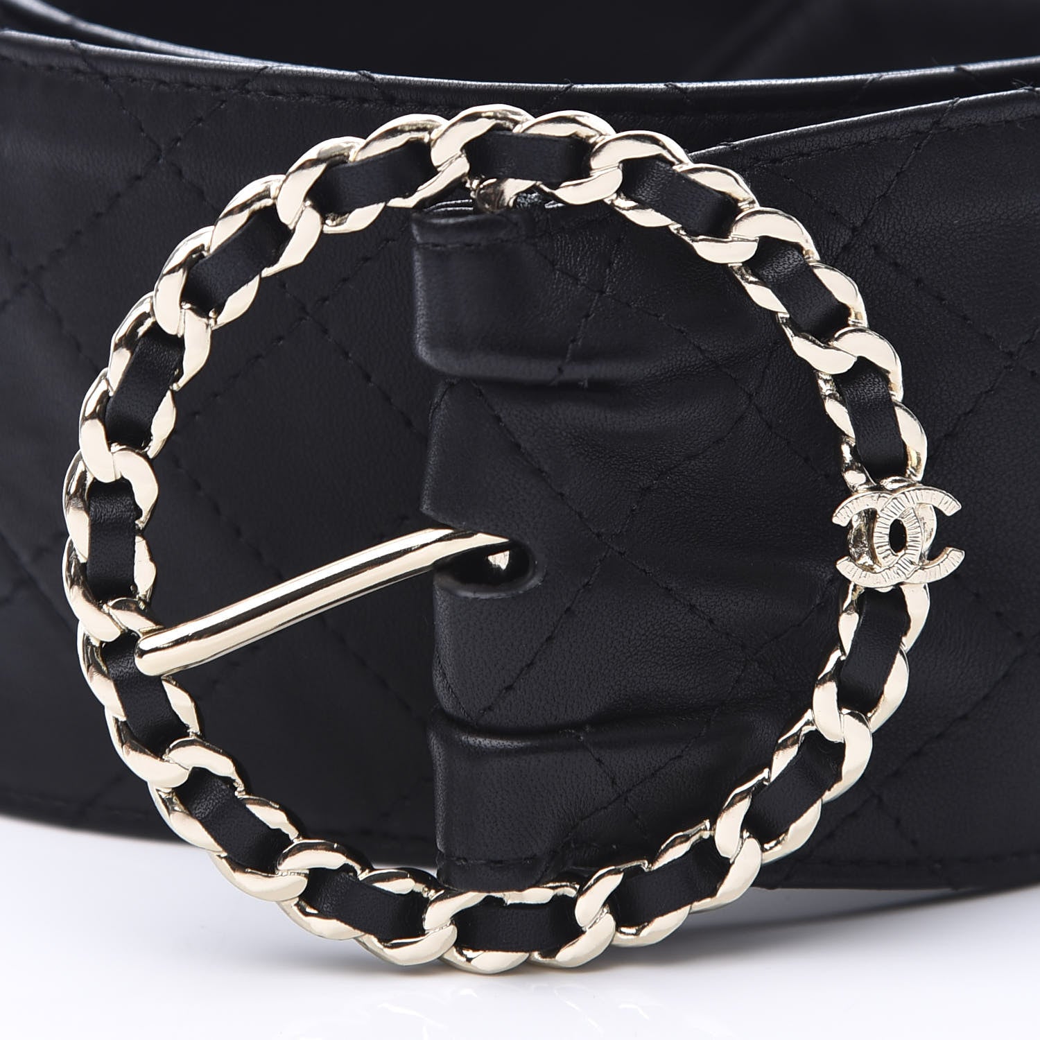 Chanel Lambskin Stitched Chain Belt 80 34 Black 6 of 7