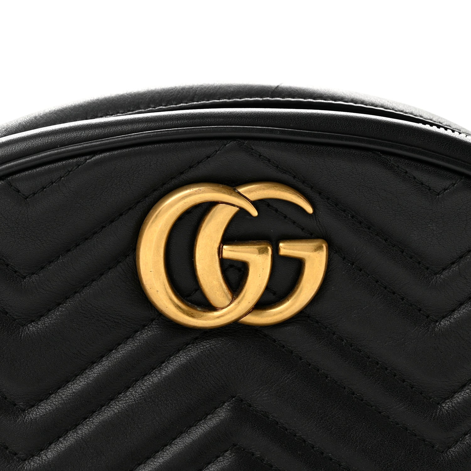 Gucci Calfskin Matelasse GG Marmont Belt Bag 85 34 Black 7 of 13