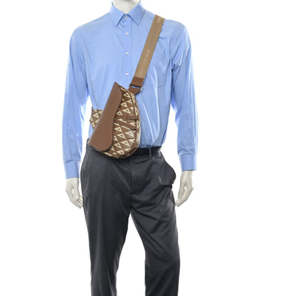 Christian Dior Coated Canvas CD Diamond Printed Mens Saddle Bag Coffee 2 of 10