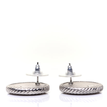 Chanel Crystal CC Round Earrings Silver 4 of 7