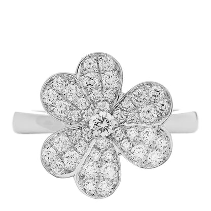 Van Cleef & Arpels 18K White Gold Diamond Small Frivole Ring 53 6.5 1 of 6