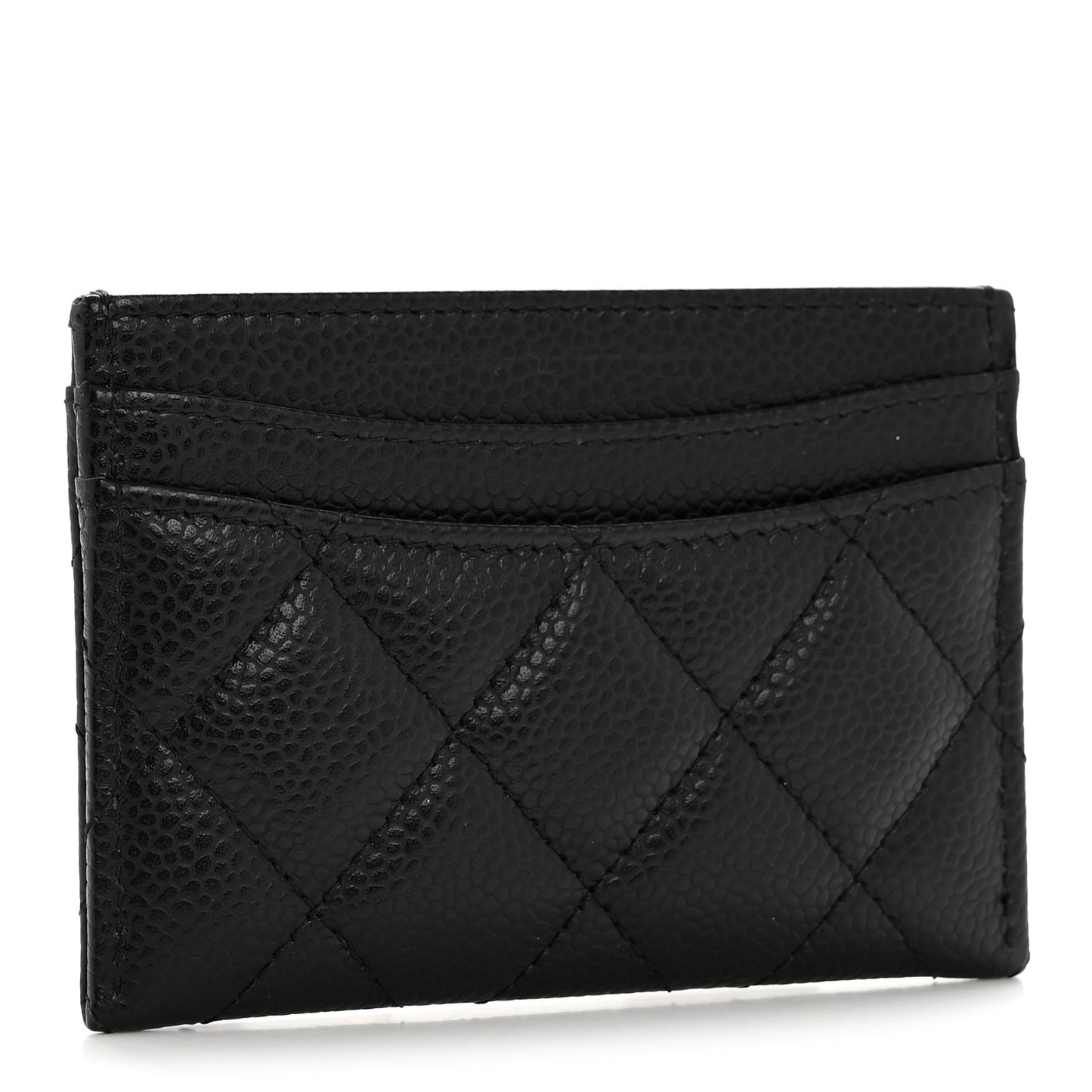 Caviar Quilted Card Holder Black