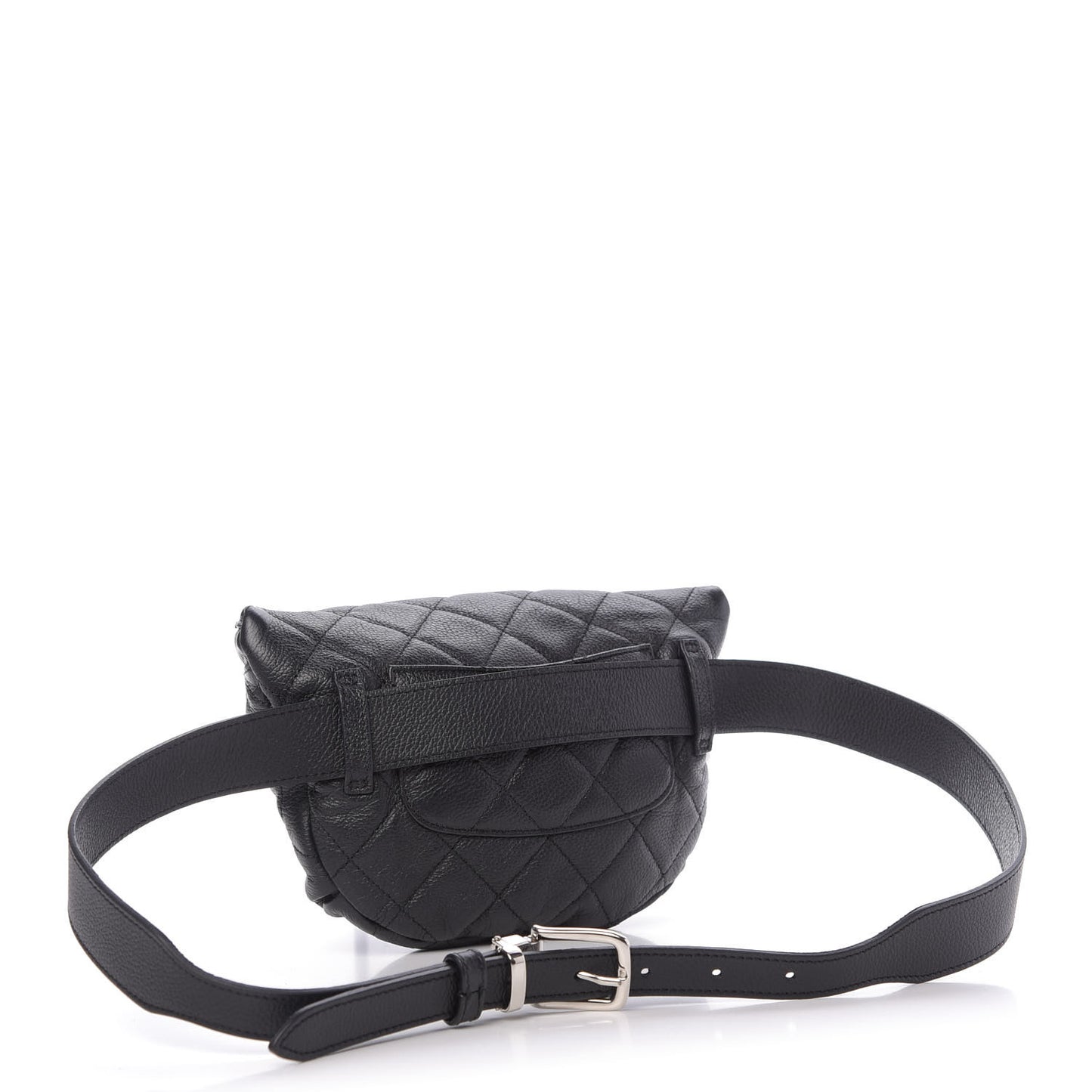 Grained Calfskin Quilted Waist Belt Bag Black
