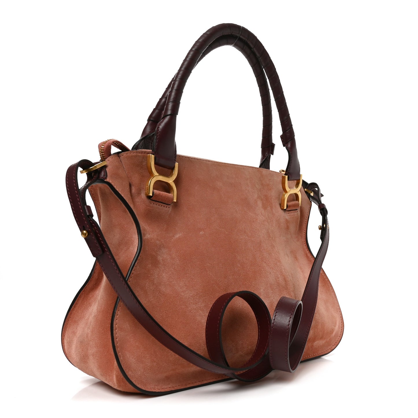 Suede Calfskin Braided Medium Marcie Double Carry Canyon Rose