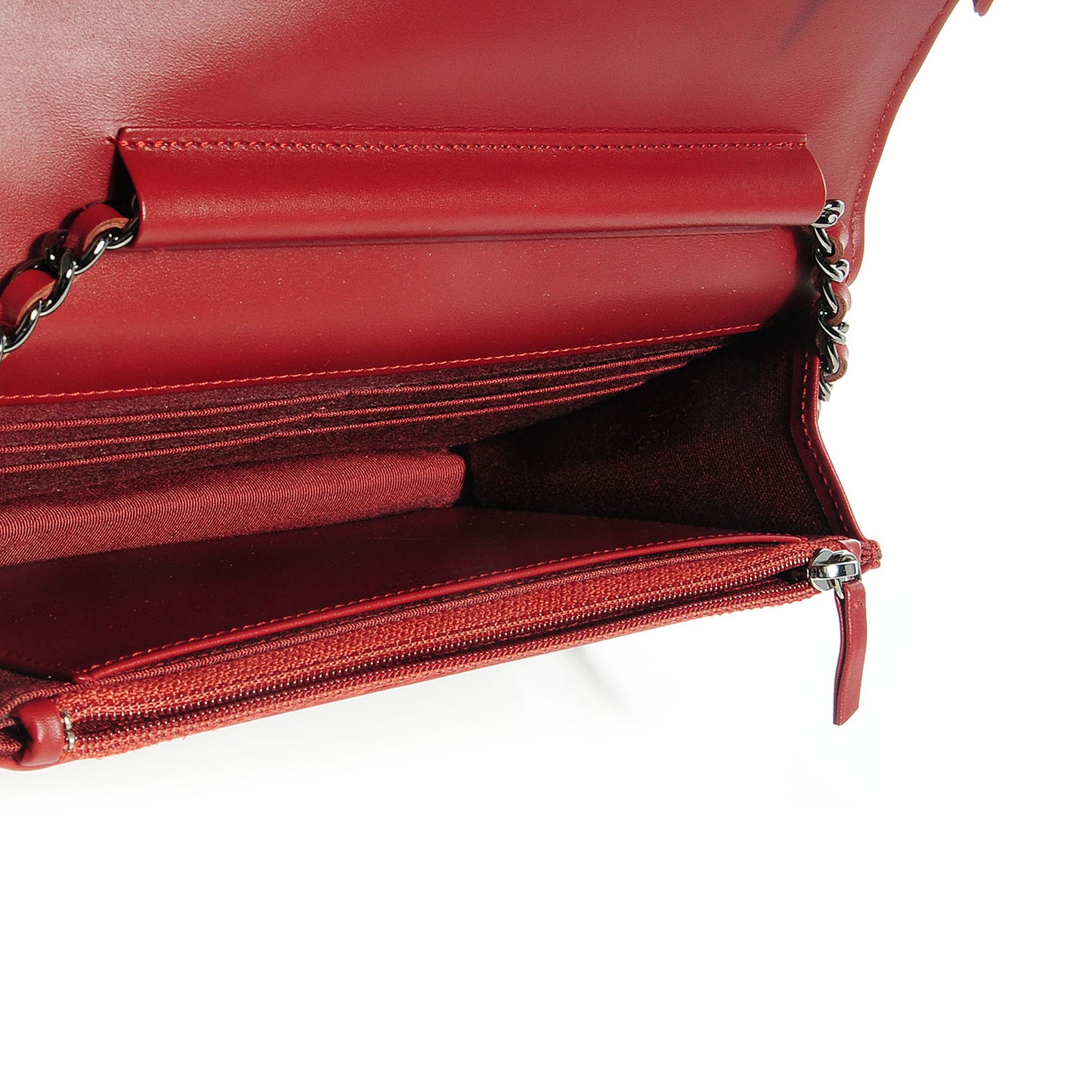 Patent Quilted Wallet On Chain WOC Red