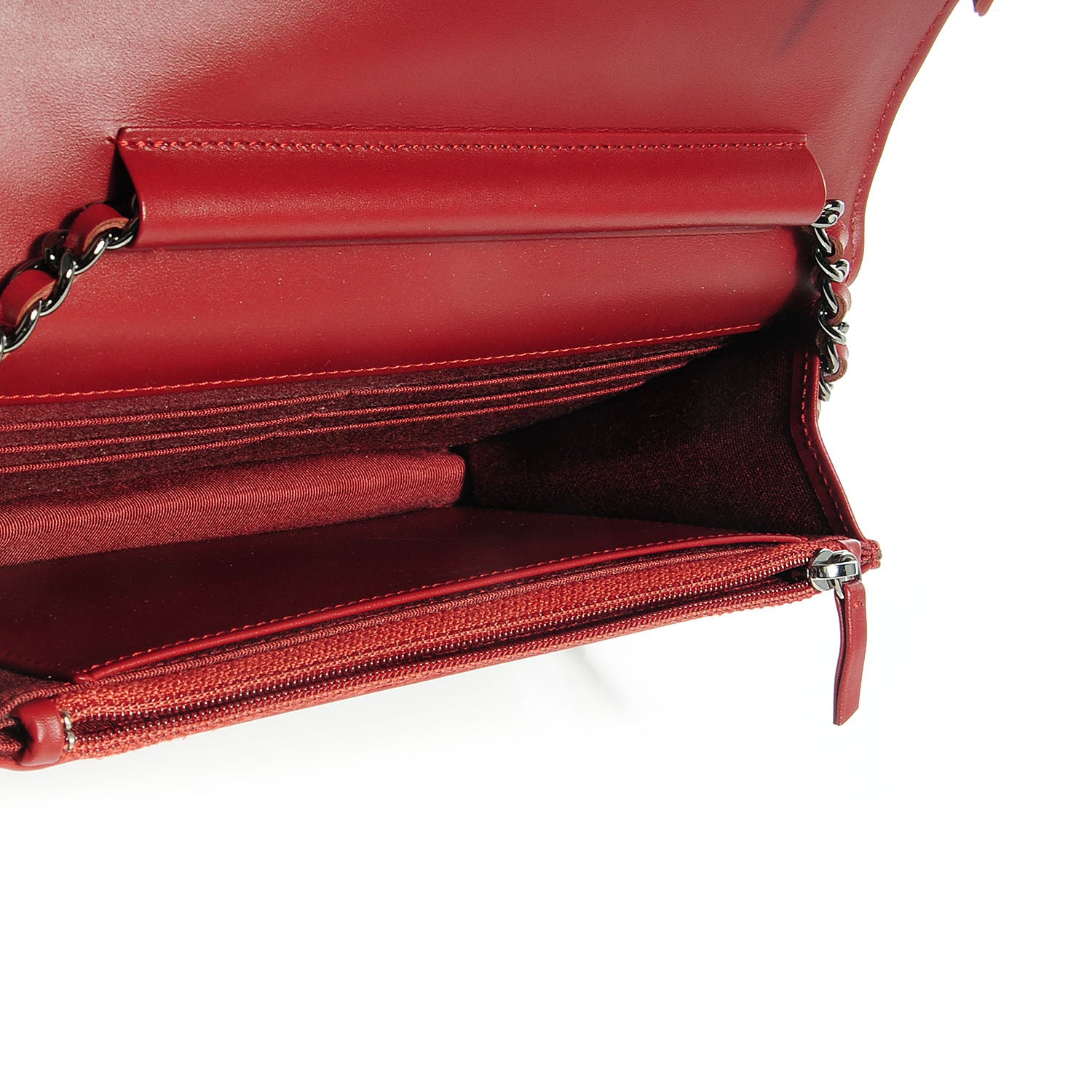 Chanel Patent Quilted Wallet On Chain WOC Red 6 of 8