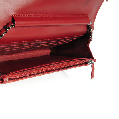 Chanel Patent Quilted Wallet On Chain WOC Red 6 of 8