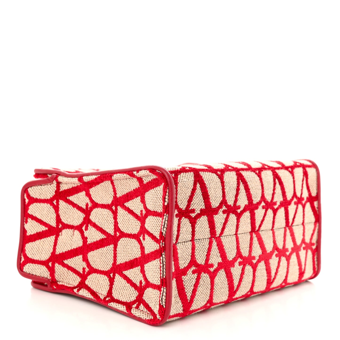 Toile Iconographe Goatskin Mini Le Troisieme Shopping Bag Naturale Rosso Valentino