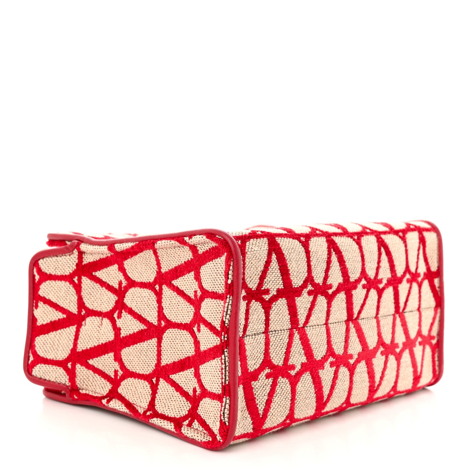 Valentino Garavani Toile Iconographe Goatskin Mini Le Troisieme Shopping Bag Naturale Rosso Valentino 4 of 9