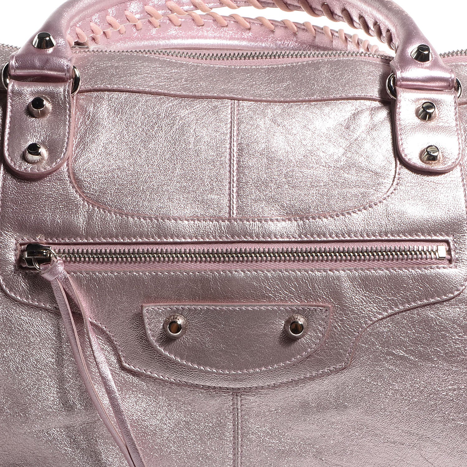 Balenciaga Metallic Agneau Classic Silver Hardware Work Sparkle Pale Rose 3 of 11