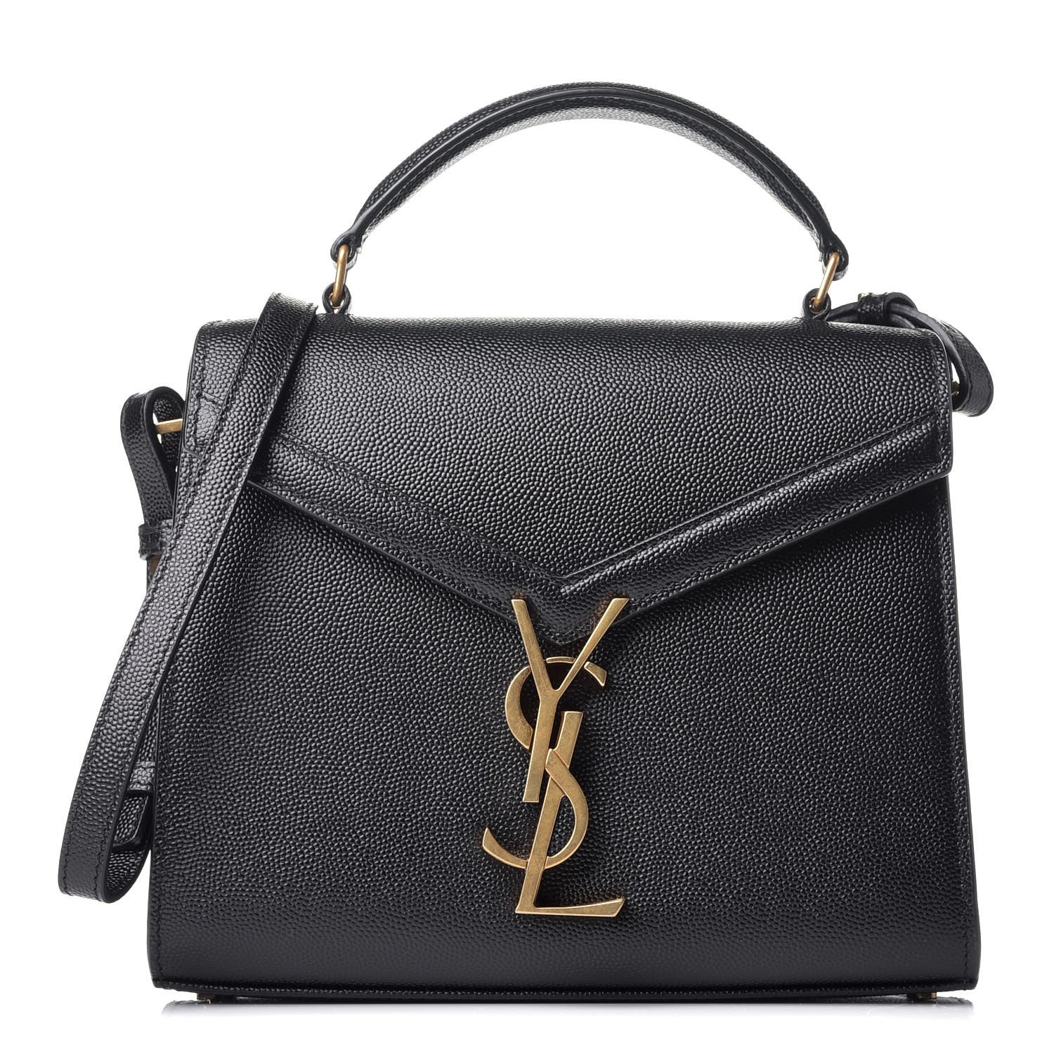 Saint Laurent Grain de Poudre Mini Classic Monogram Cassandra Top Handle Black Rouge Legion 1 of 8
