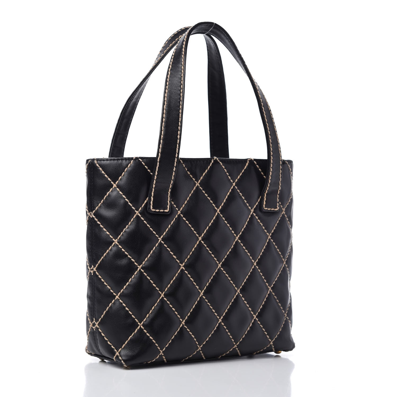 Chanel Calfskin Contrast Stitch Surpique Tote Black 3 of 10