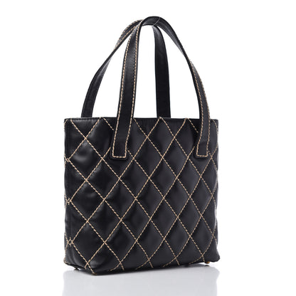 Chanel Calfskin Contrast Stitch Surpique Tote Black 3 of 10