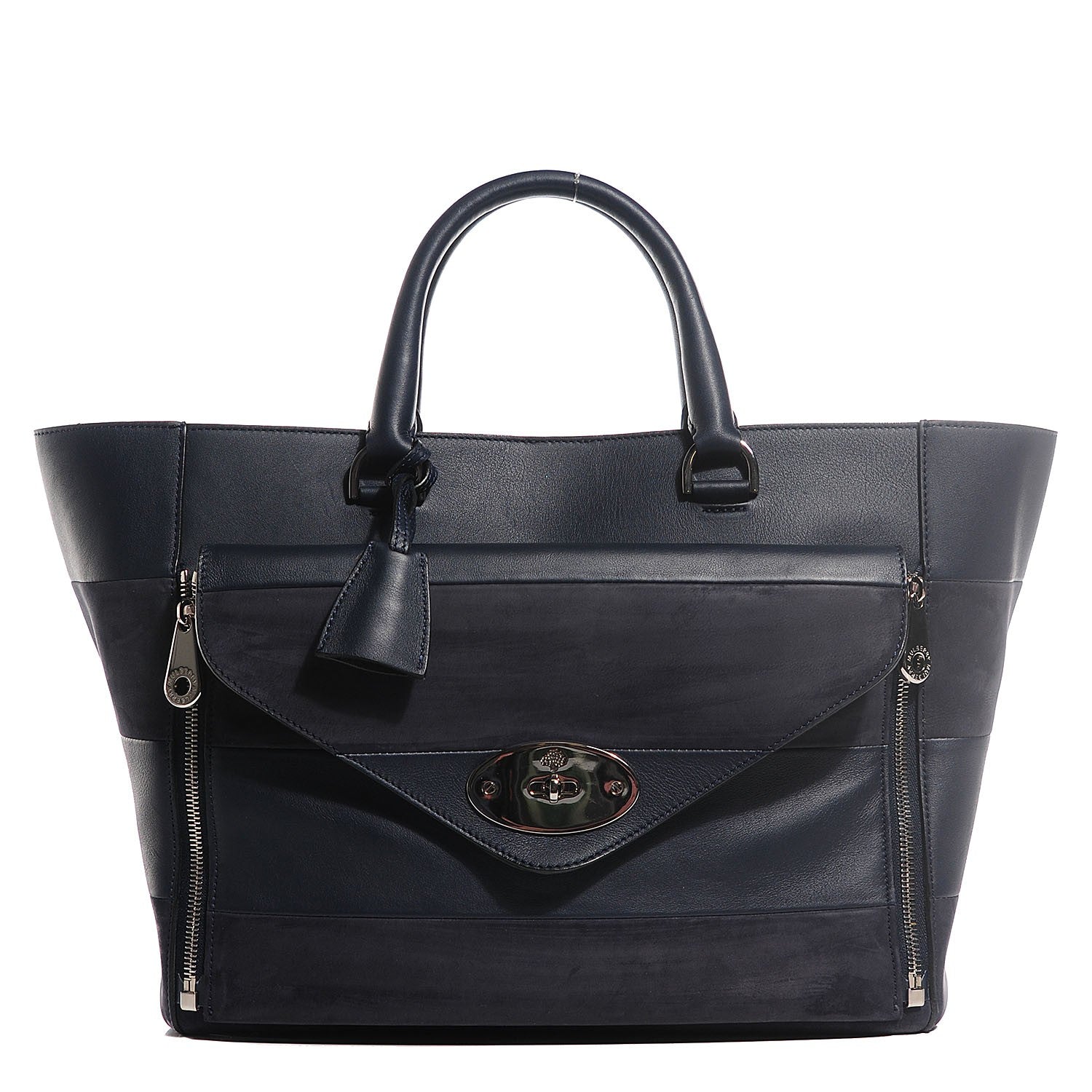 Mulberry Silky Calf Nubuck Stripe Medium Willow Tote Midnight Blue 1 of 12