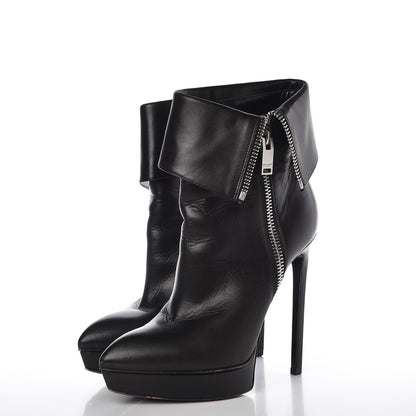 Saint Laurent Calfskin Janis 105 Fold Over Ankle Boots 37.5 Black 3 of 17